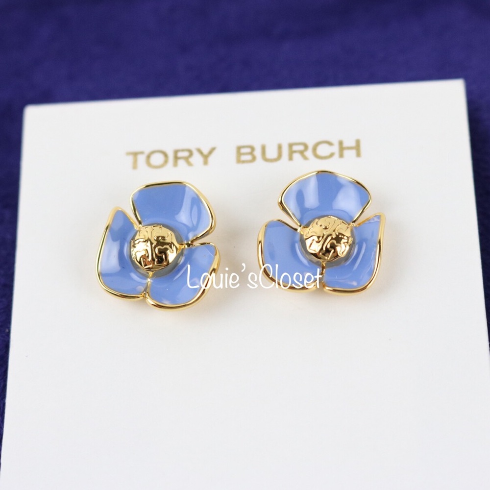 Tory Burch Fleur Stud Earrings - Montego / Blue